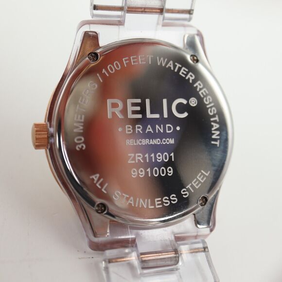 Relic by Fossil Women Watch Clear Rose Gold Tone 34mm Dial Jewel Bezel ZR11901 - Picture 16 of 16